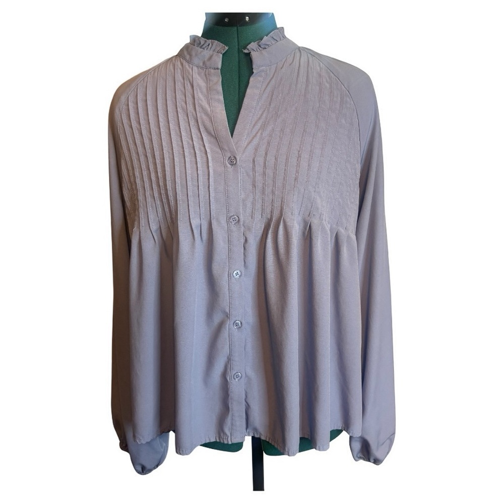 Mittoshop Pintuck Button-Front Blouse | Size L